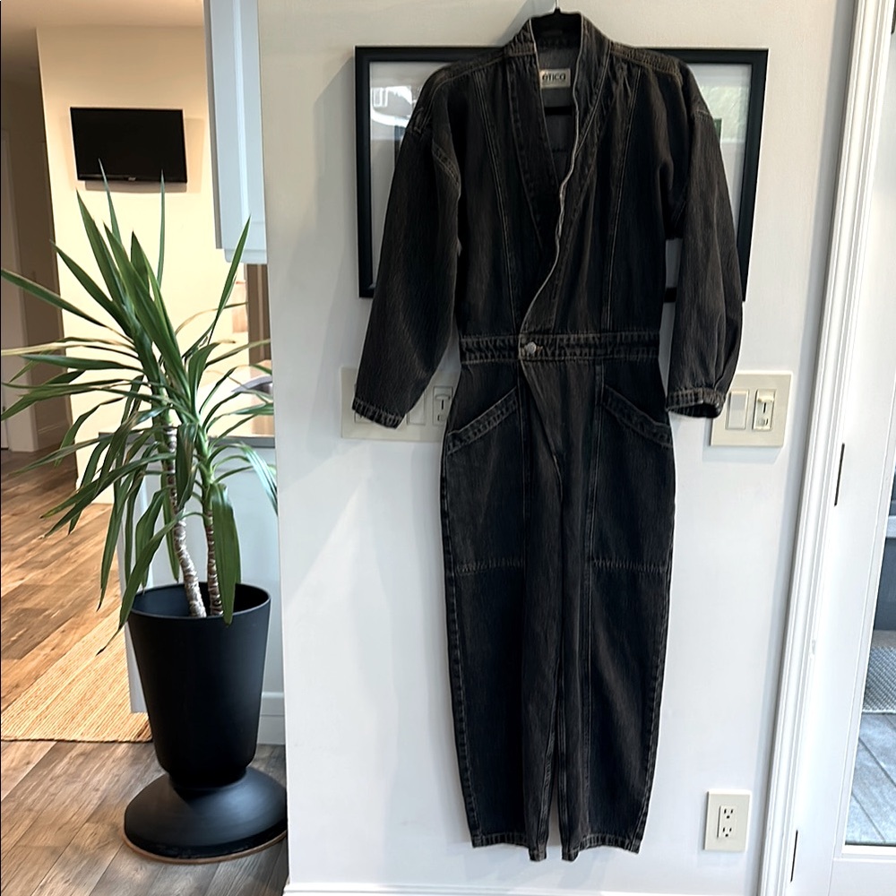 Etica black denim coverall jumpsuit size XS